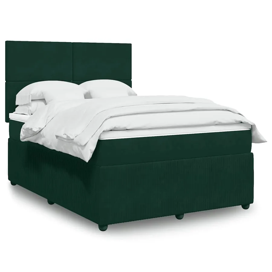 Sommier à lattes de lit et matelas Vert foncé 160x200cm Velours