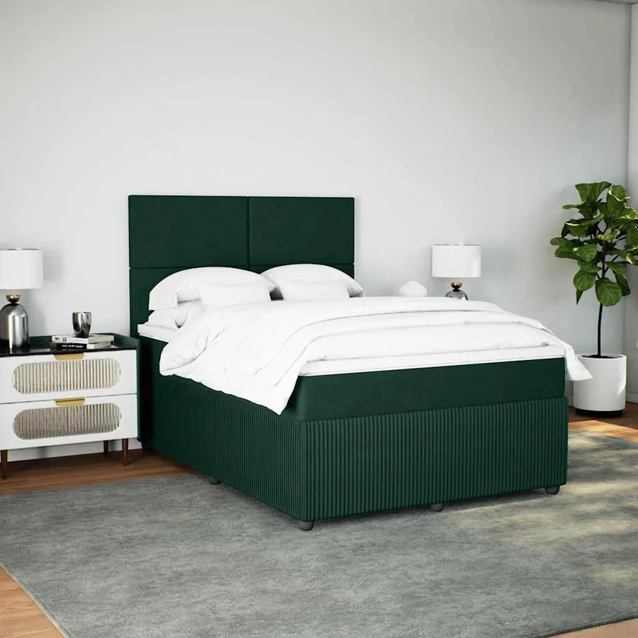 Sommier à lattes de lit et matelas Vert foncé 160x200cm Velours - 3