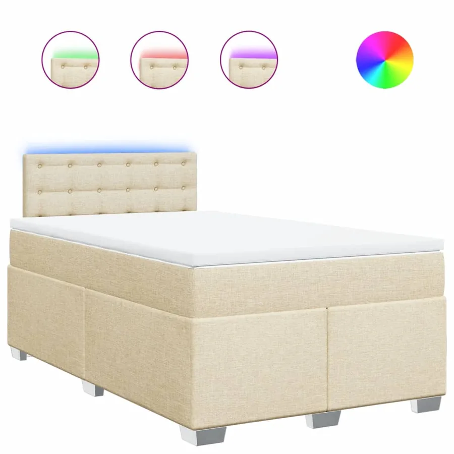 Sommier à lattes de lit avec matelas crème 120x190 cm tissu - 2