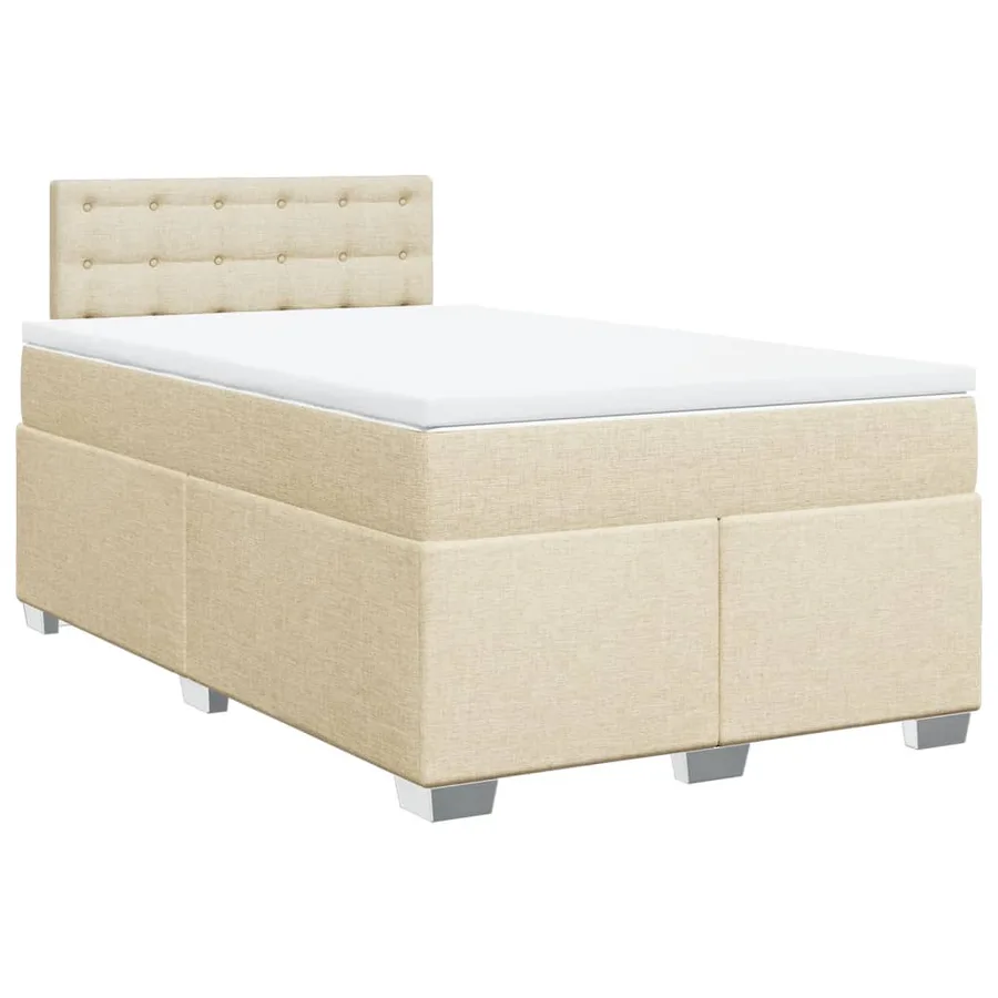Sommier à lattes de lit avec matelas crème 120x190 cm tissu - 3