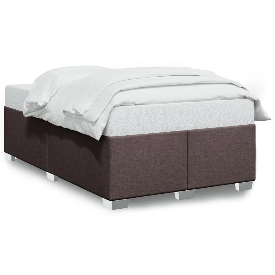 Cadre de lit sans matelas marron foncé 120x190 cm tissu - 2