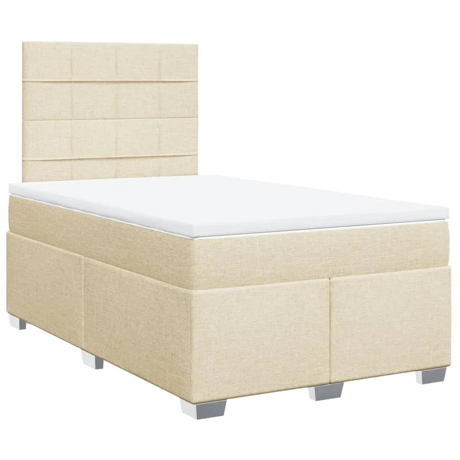 Sommier à lattes de lit avec matelas crème 120x190 cm tissu - 3