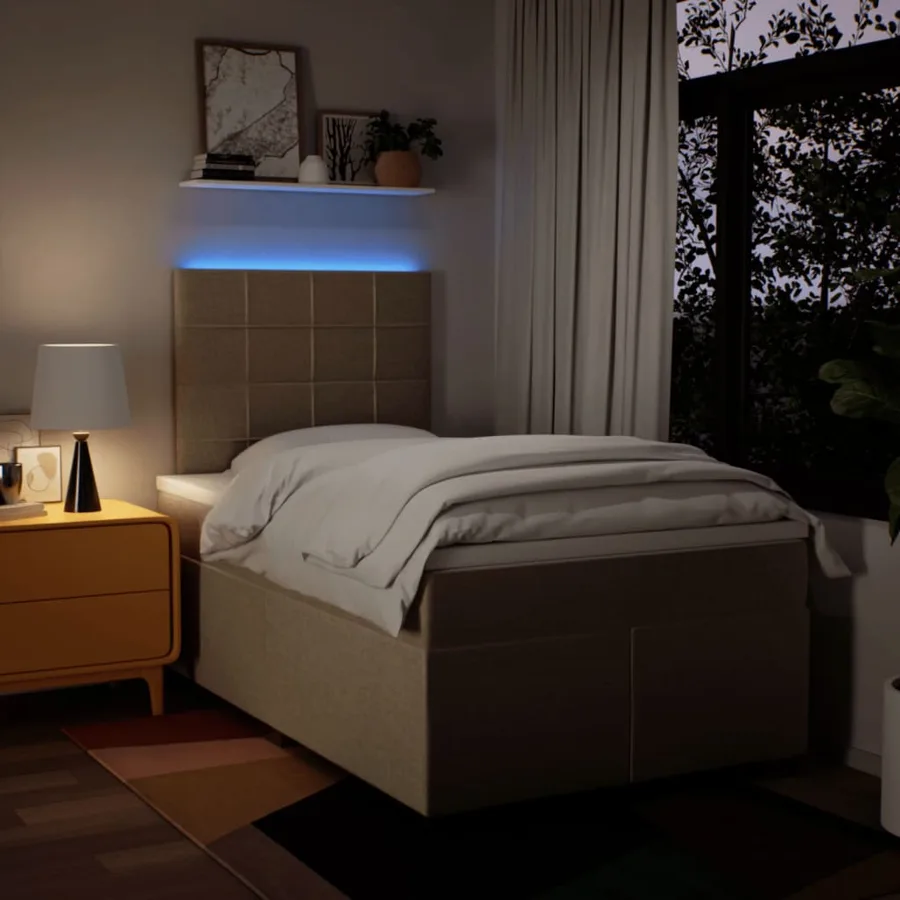 Sommier à lattes de lit avec matelas crème 120x190 cm tissu - 5