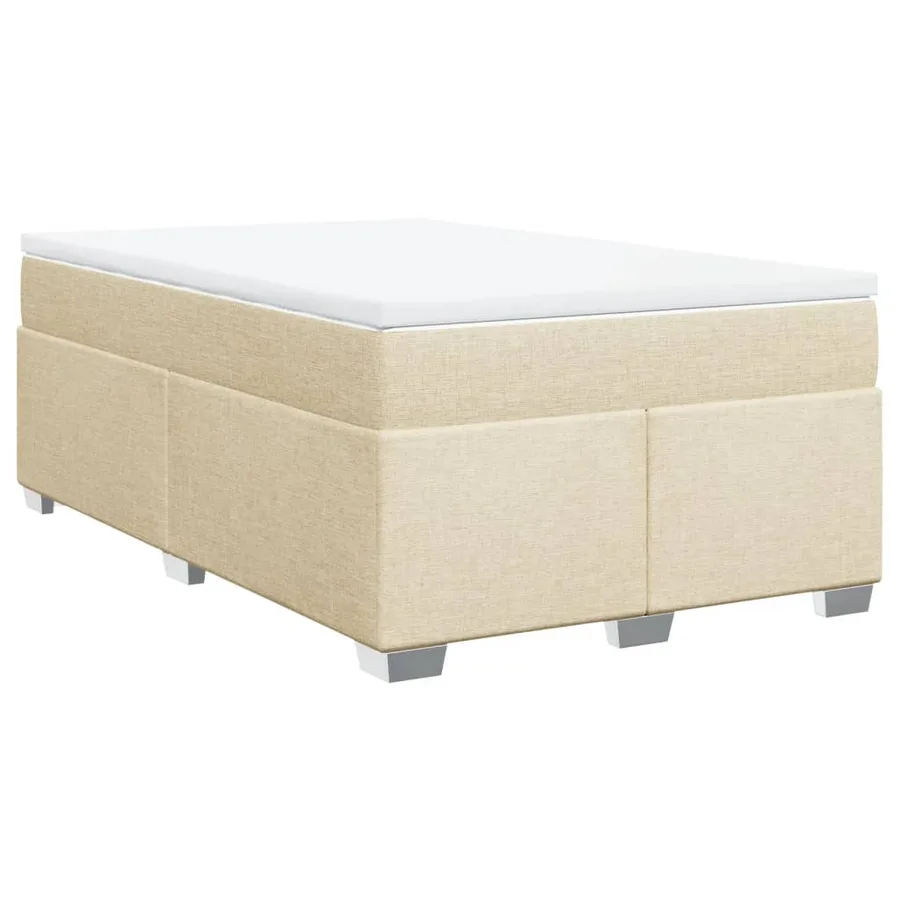 Sommier à lattes de lit avec matelas crème 120x190 cm tissu - 2