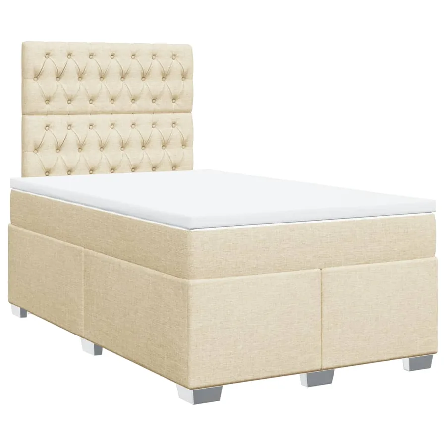 Sommier à lattes de lit avec matelas crème 120x190 cm tissu - 3