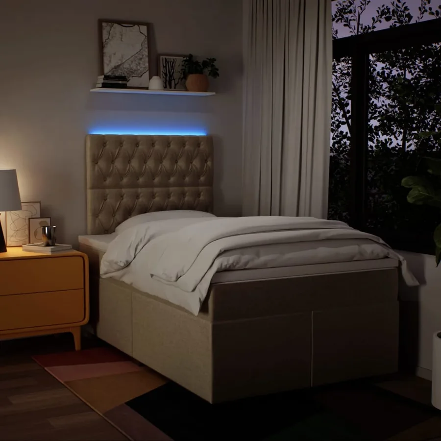 Sommier à lattes de lit avec matelas crème 120x190 cm tissu - 5