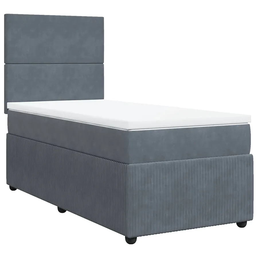 Sommier à lattes de lit et matelas Gris foncé 90x190 cm Velours - 2