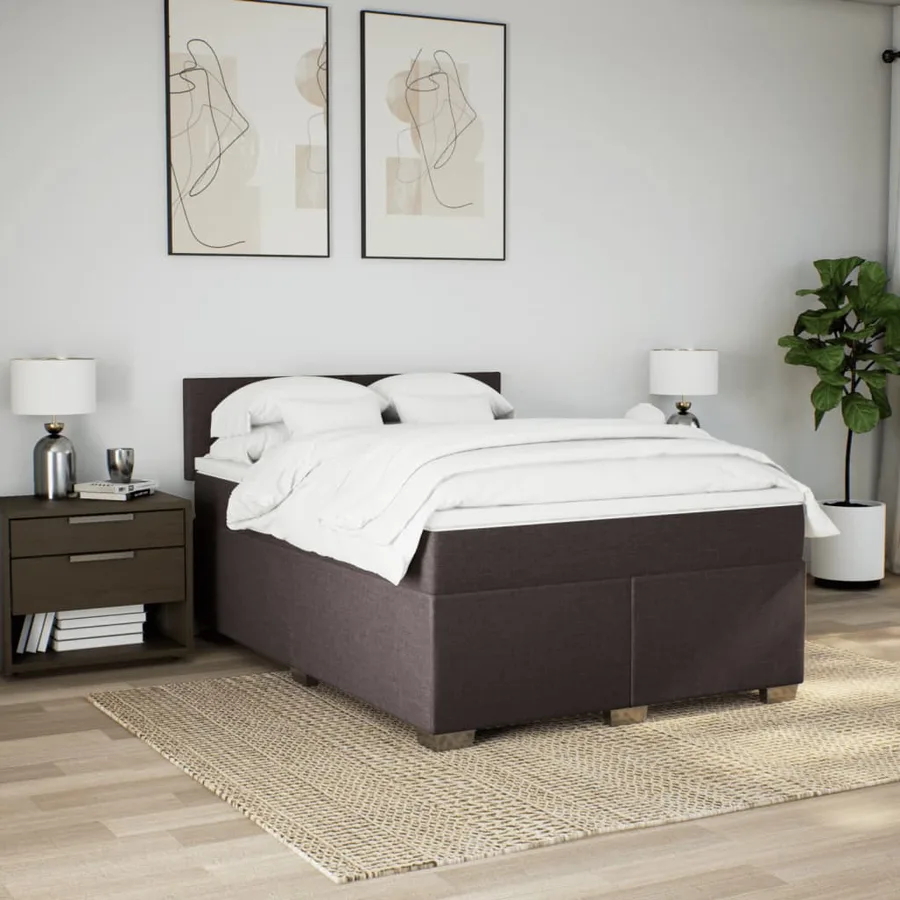 Sommier à lattes de lit avec matelas Marron foncé 160x200 cm - 3