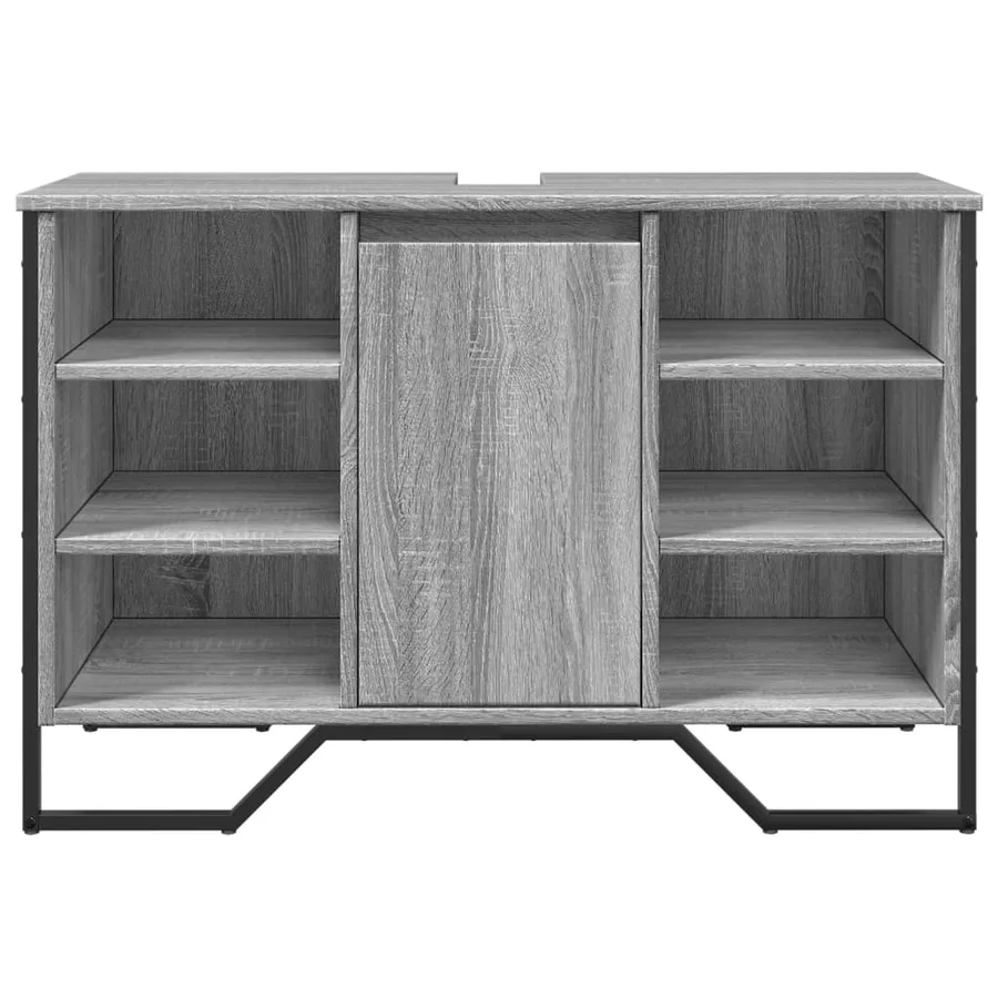Armoire lavabo de salle de bain sonoma gris 91x35x60 cm - 4