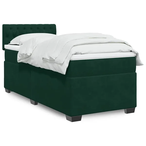 Sommier à lattes de lit avec matelas Vert foncé 90x190 cm