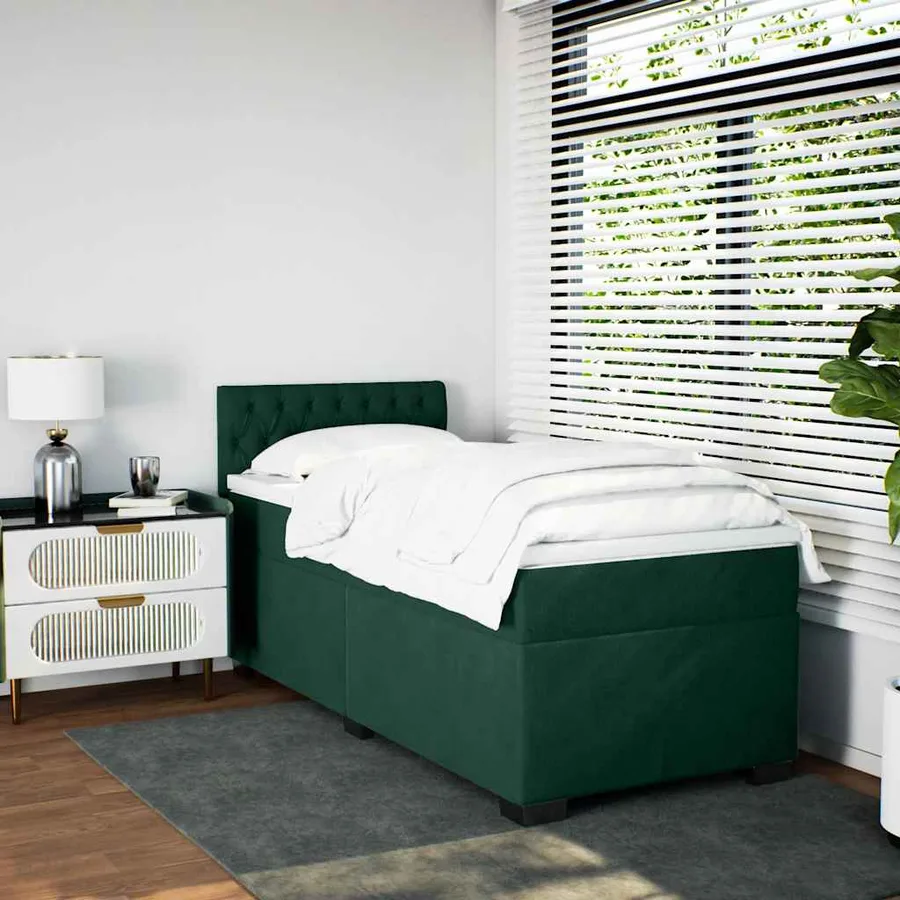 Sommier à lattes de lit avec matelas Vert foncé 90x190 cm - 5