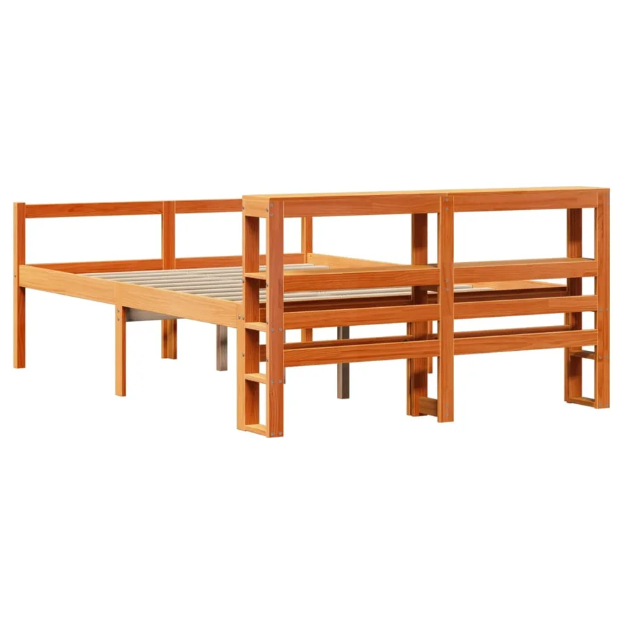 Cadre de lit et tête de lit sans matelas cire marron 140x190 cm - 6