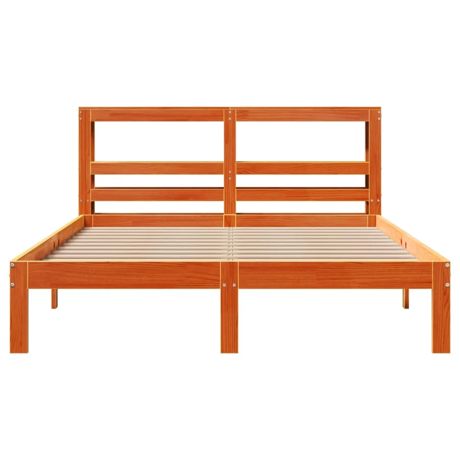 Cadre de lit sans matelas cire marron 140x200cm bois pin massif - 4