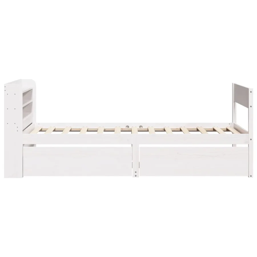 Cadre de lit sans matelas blanc 75x190 cm bois de pin massif - 7