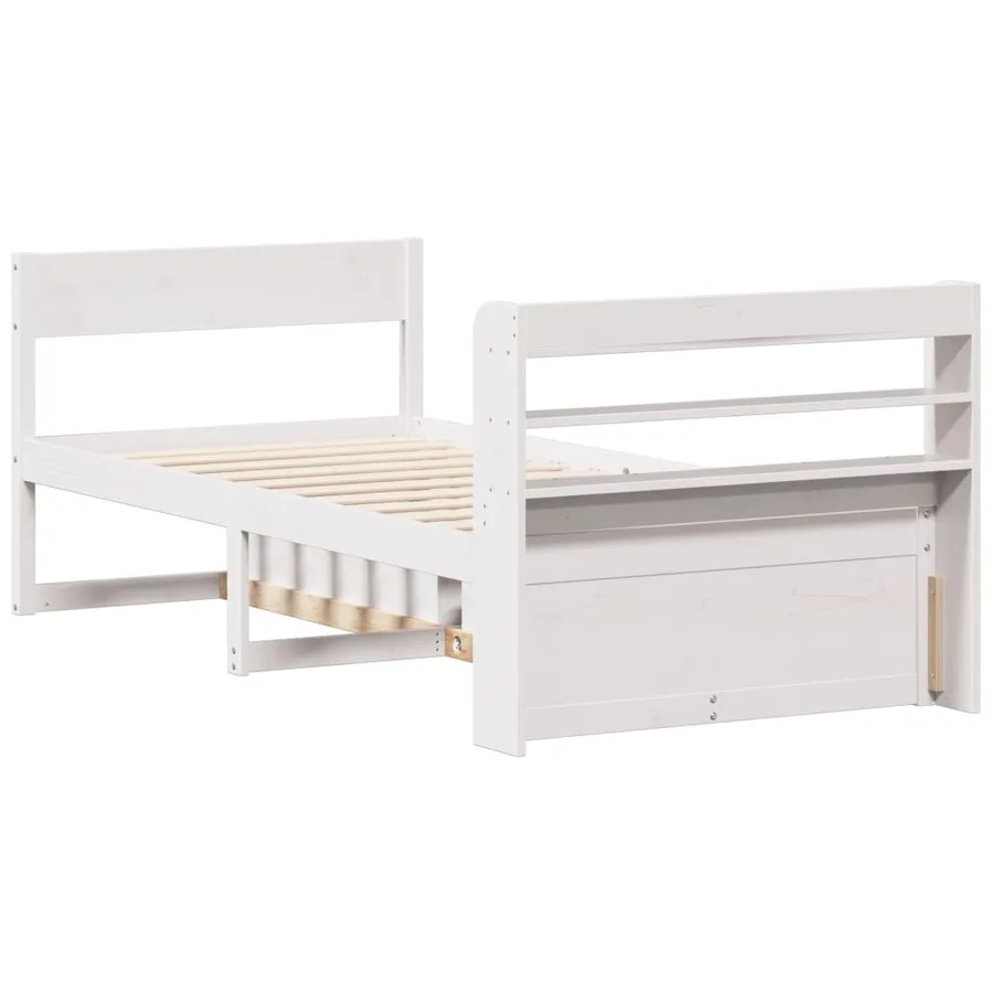 Cadre de lit sans matelas blanc 75x190 cm bois de pin massif - 8