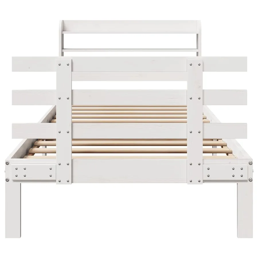 Cadre de lit avec tête de lit sans matelas blanc 75x190 cm - 4
