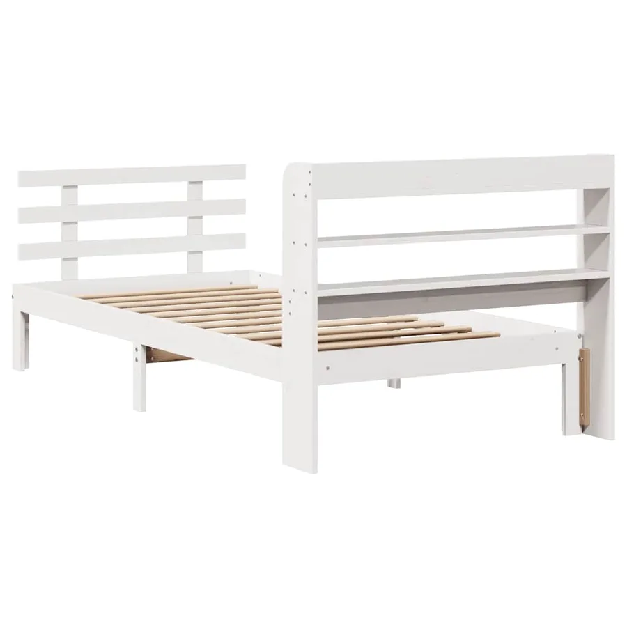 Cadre de lit avec tête de lit sans matelas blanc 75x190 cm - 8