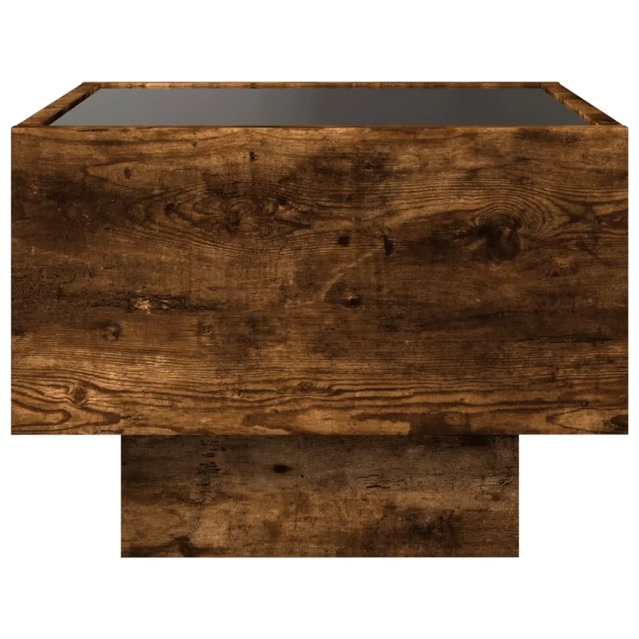Table d'appoint et LED chêne fumé 40x40x30 cm bois d'ingénierie - 7