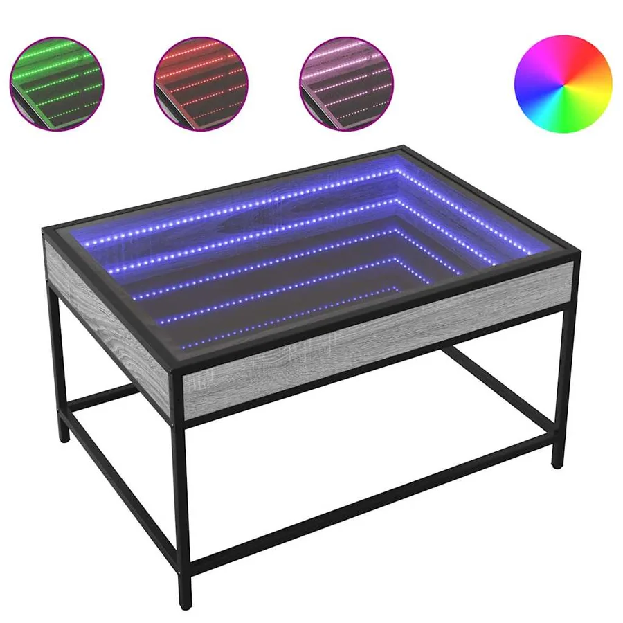 Table basse avec LED infini sonoma gris 70x50x41 cm - 2