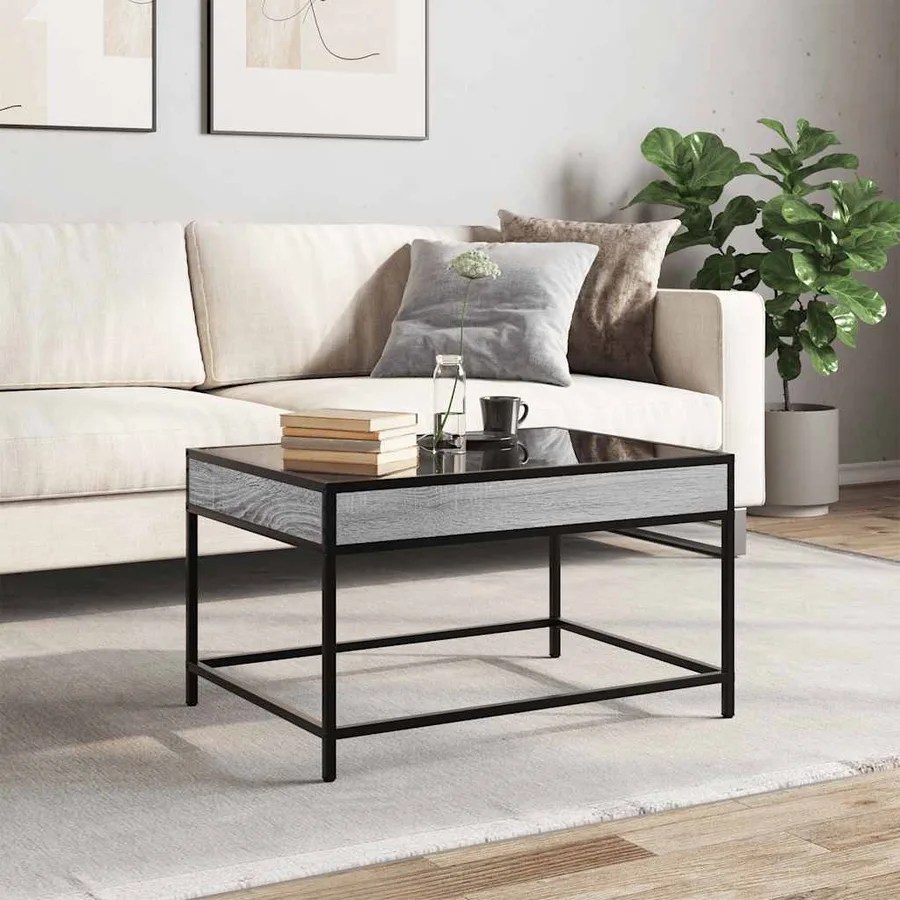 Table basse avec LED infini sonoma gris 70x50x41 cm - 4