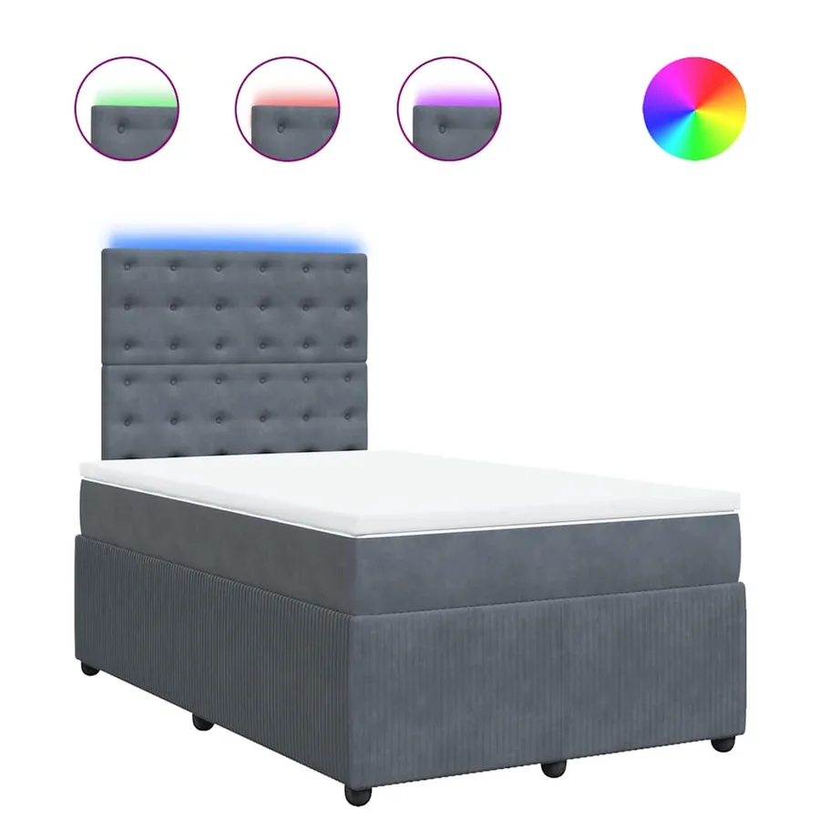 Sommier à lattes de lit et matelas Gris foncé 120x200cm Velours - 2