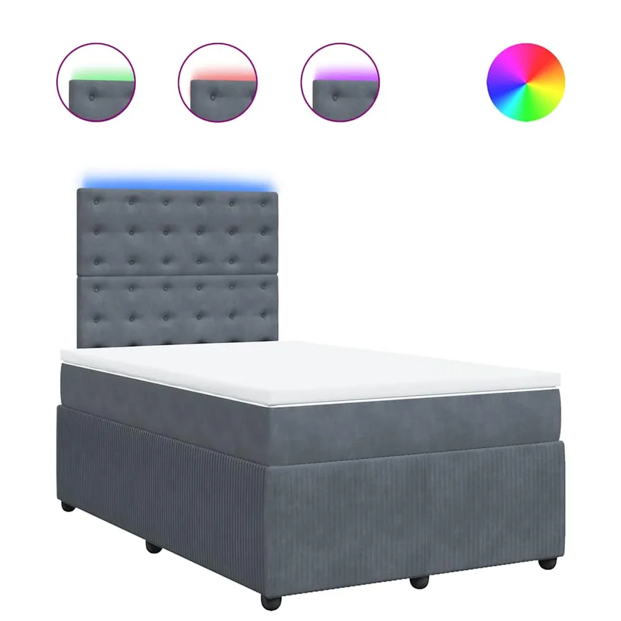 Sommier à lattes de lit et matelas gris foncé 120x190cm velours - 2