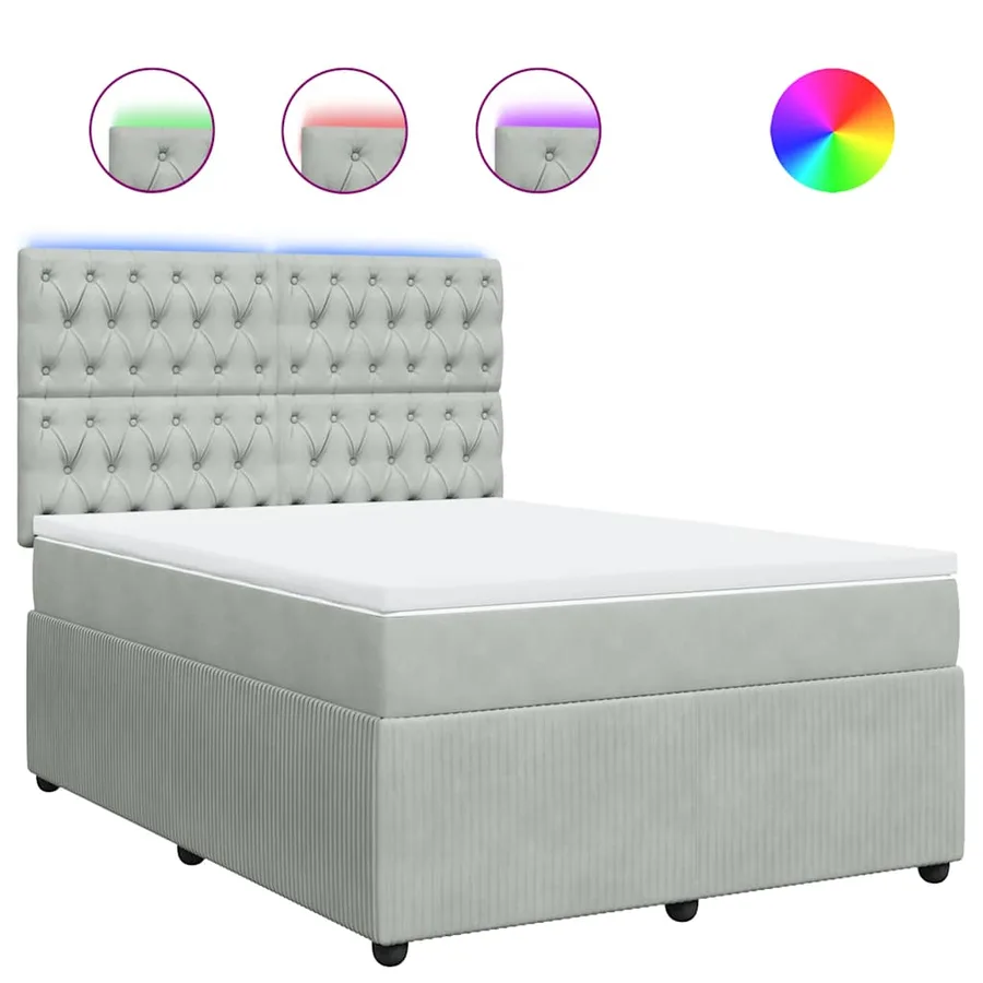 Sommier à lattes de lit et matelas Gris clair 140x190cm Velours - 2
