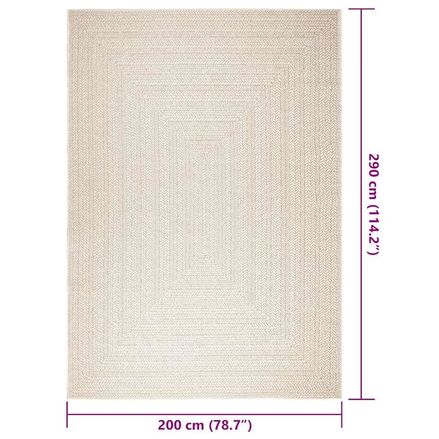 Tapis ZIZUR crème 200x290 cm aspect de jute intérieur extérieur - 9