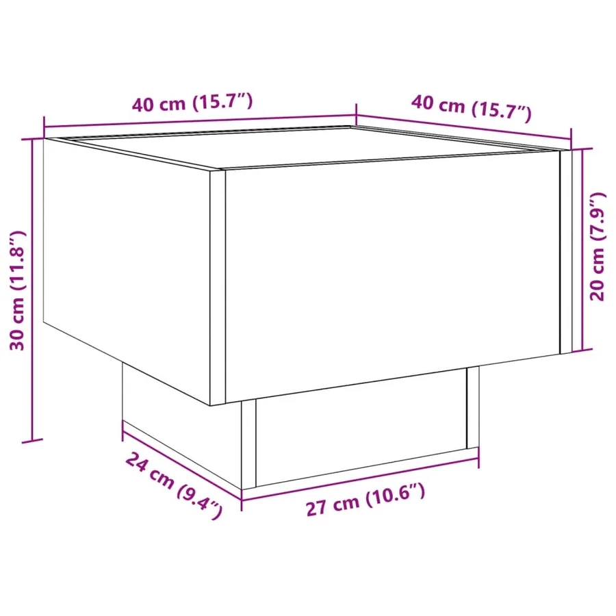 Table d'appoint et LED chêne marron 40x40x30 cm bois ingénierie - 13