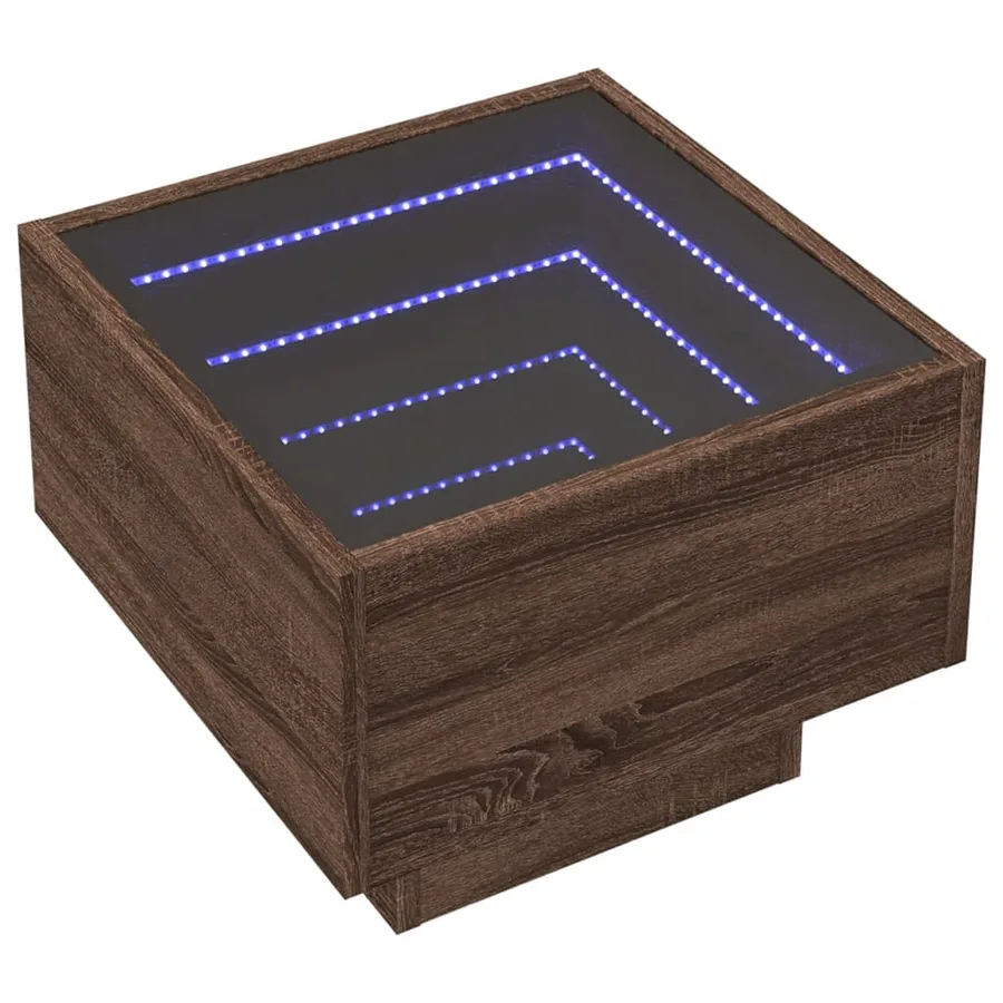 Table d'appoint et LED chêne marron 40x40x30 cm bois ingénierie - 3