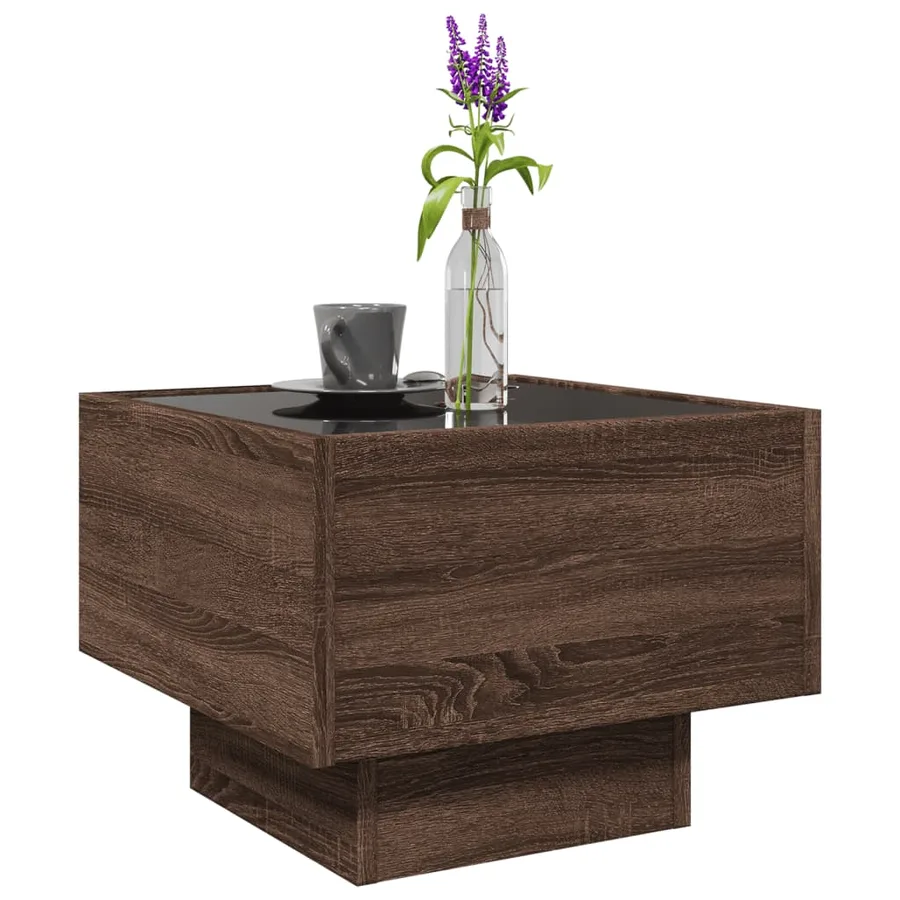 Table d'appoint et LED chêne marron 40x40x30 cm bois ingénierie - 5
