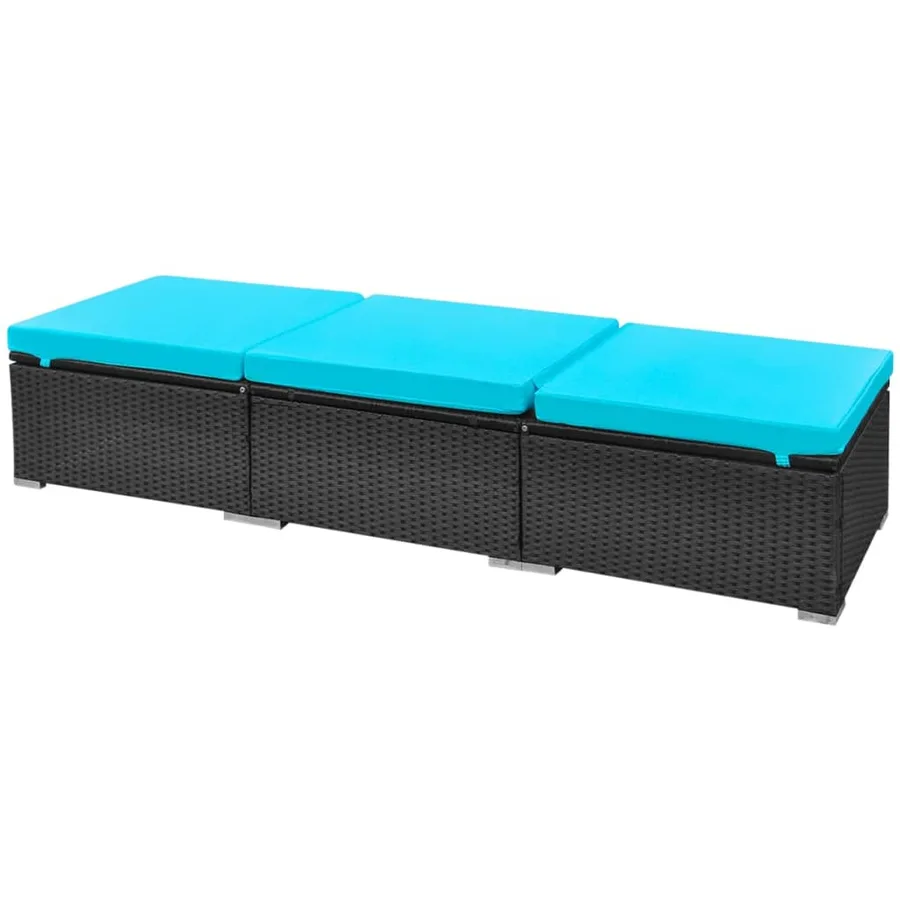 Salon de jardin 13 pcs avec coussins Résine tressée Bleu - 10