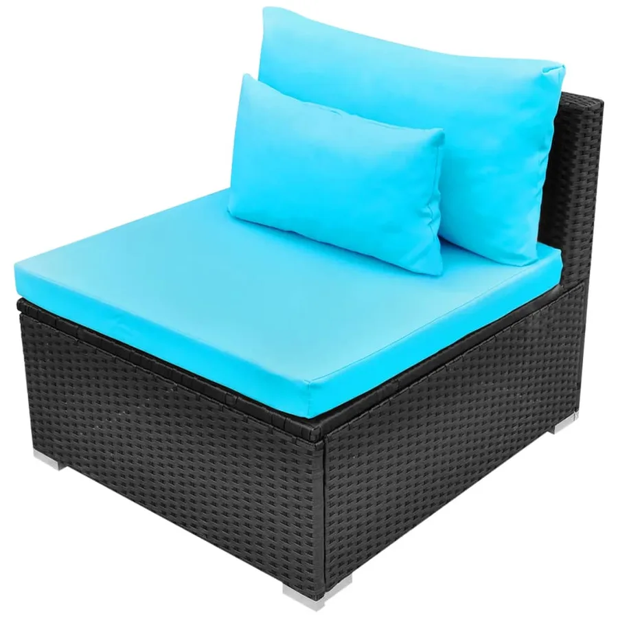 Salon de jardin 13 pcs avec coussins Résine tressée Bleu - 7