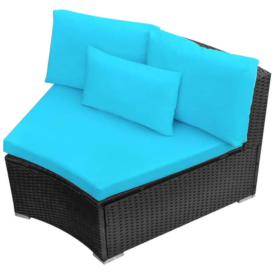 Salon de jardin 13 pcs avec coussins Résine tressée Bleu - 8