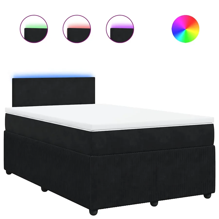 Sommier à lattes de lit avec matelas Noir 120x200 cm Velours - 2