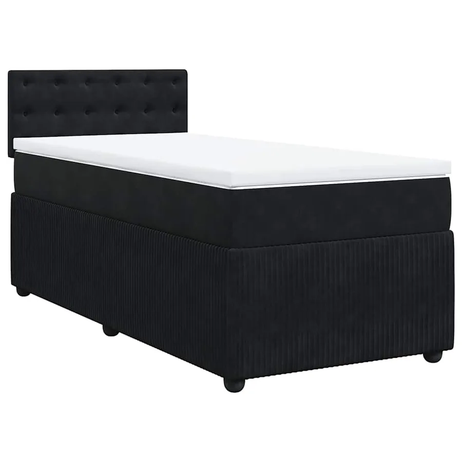 Sommier à lattes de lit avec matelas Noir 90x200 cm Velours - 3