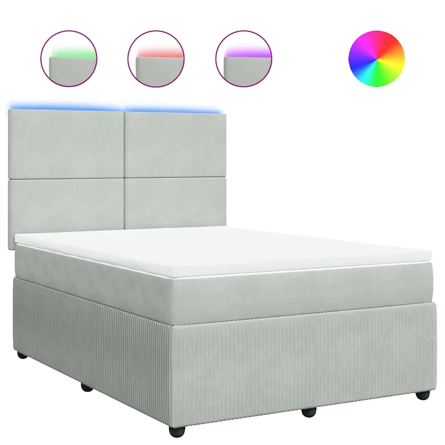 Sommier à lattes de lit et matelas Gris clair 140x190cm Velours - 2