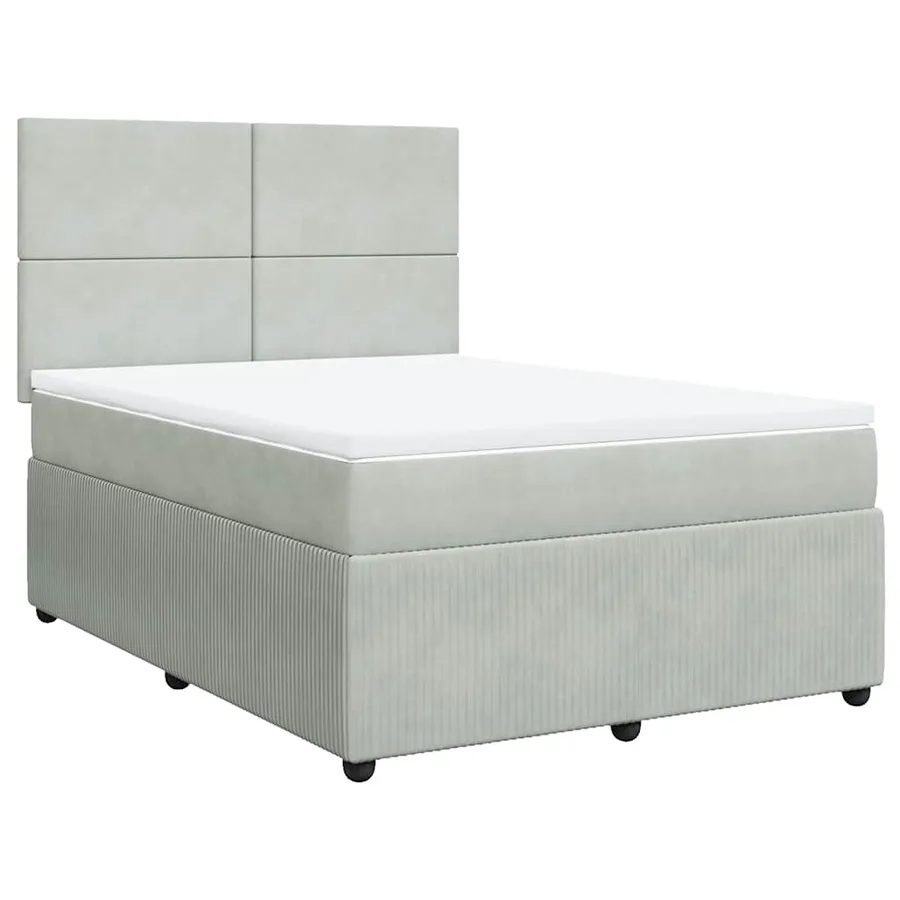Sommier à lattes de lit et matelas Gris clair 140x190cm Velours - 3