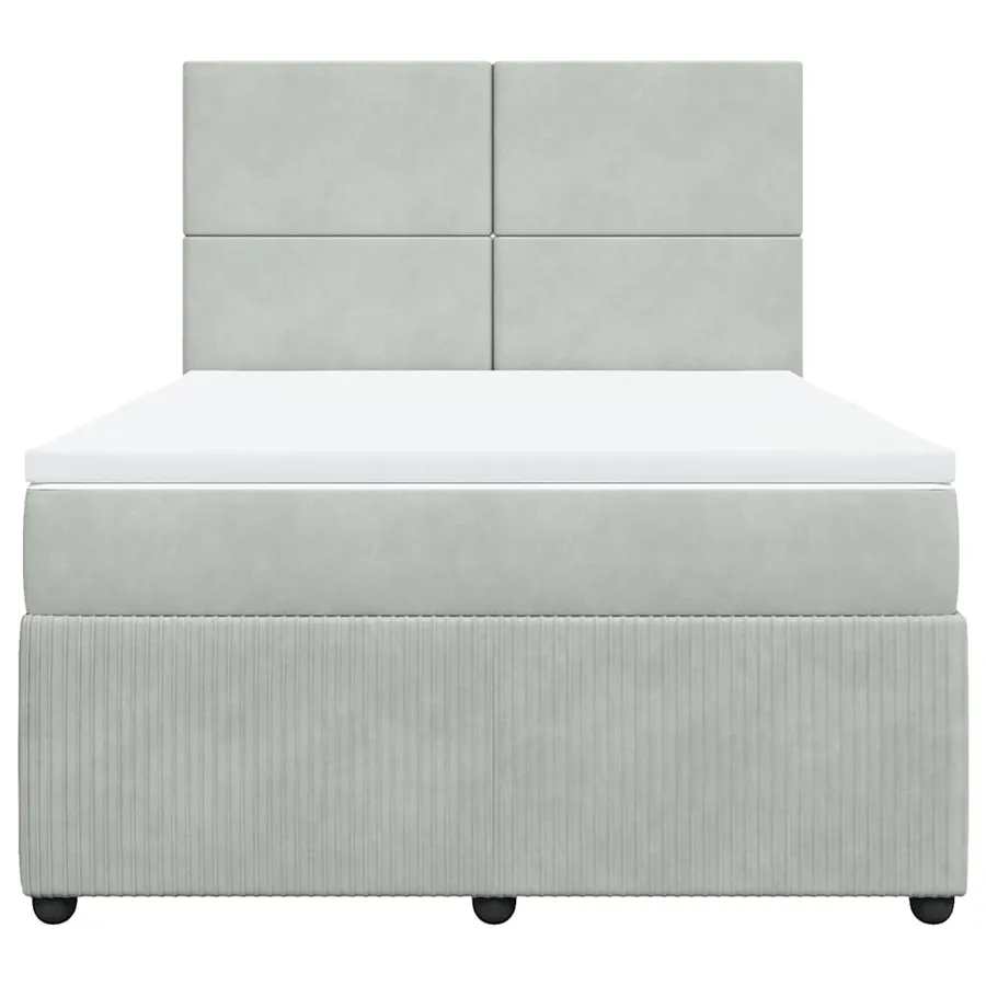 Sommier à lattes de lit et matelas Gris clair 140x190cm Velours - 6