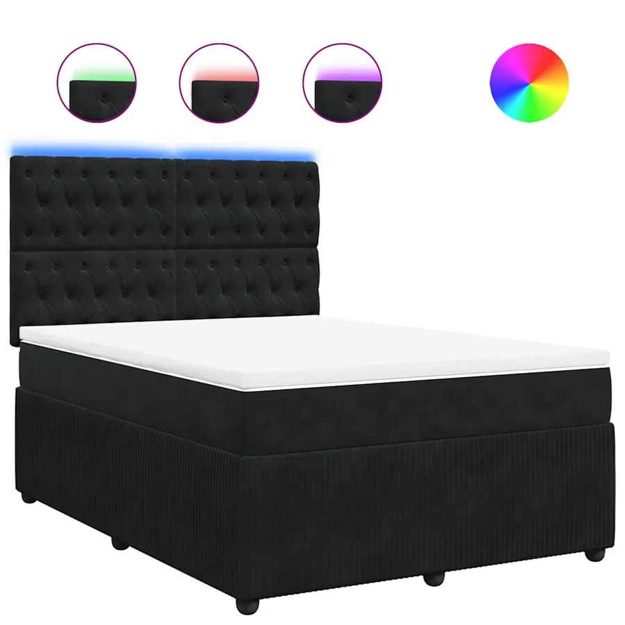 Sommier à lattes de lit avec matelas Noir 140x190 cm Velours - 2