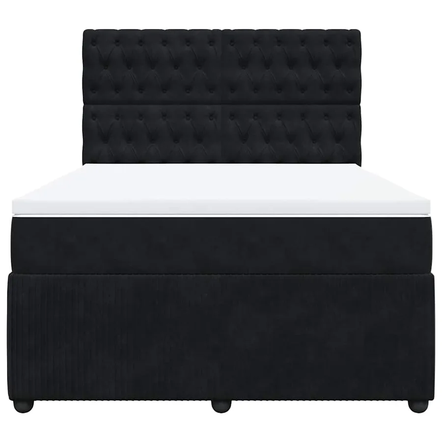 Sommier à lattes de lit avec matelas Noir 140x190 cm Velours - 6