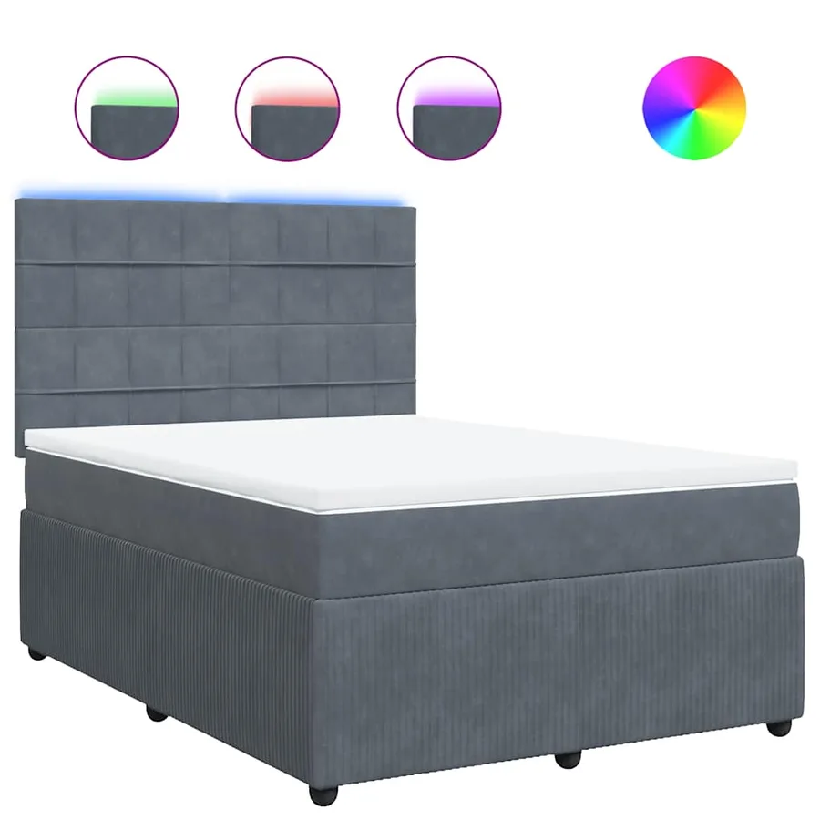 Sommier à lattes de lit et matelas Gris foncé 140x190cm Velours - 2