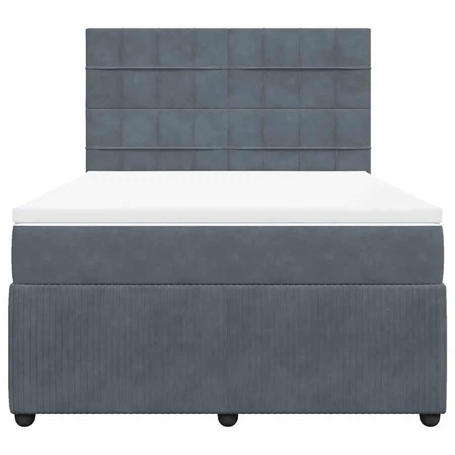 Sommier à lattes de lit et matelas Gris foncé 140x190cm Velours - 6