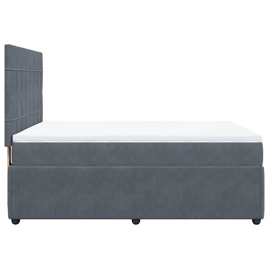 Sommier à lattes de lit et matelas Gris foncé 140x190cm Velours - 7