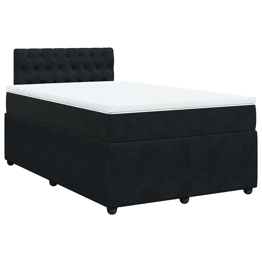 Sommier à lattes de lit avec matelas noir 120x190 cm velours - 3