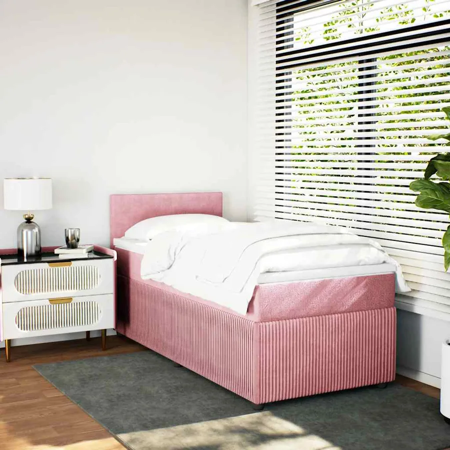Sommier à lattes de lit avec matelas Rose 90x200 cm Velours - 4