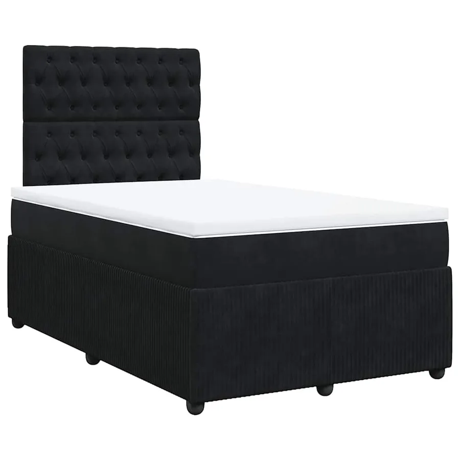 Sommier à lattes de lit avec matelas noir 120x190 cm velours - 2