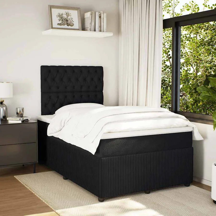 Sommier à lattes de lit avec matelas noir 120x190 cm velours - 3