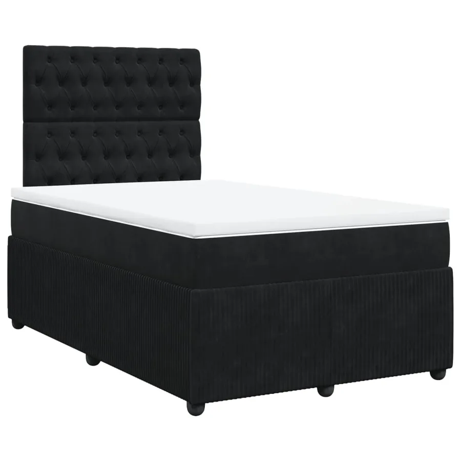 Sommier à lattes de lit avec matelas Noir 120x200 cm Velours - 2