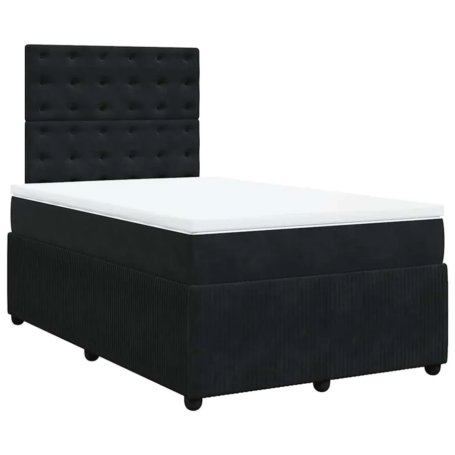 Sommier à lattes de lit avec matelas Noir 120x200 cm Velours - 2